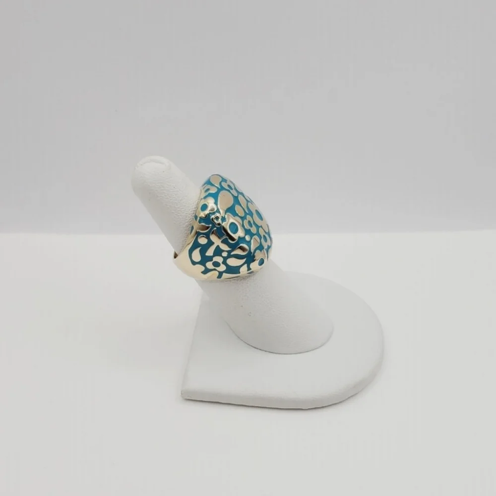 Blue Enamel Flower Ring